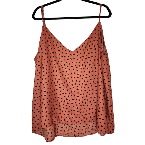 ASOS spaghetti strap blouse. Terracotta orange black polka dot. Plus Size 20 - Picture 12 of 13